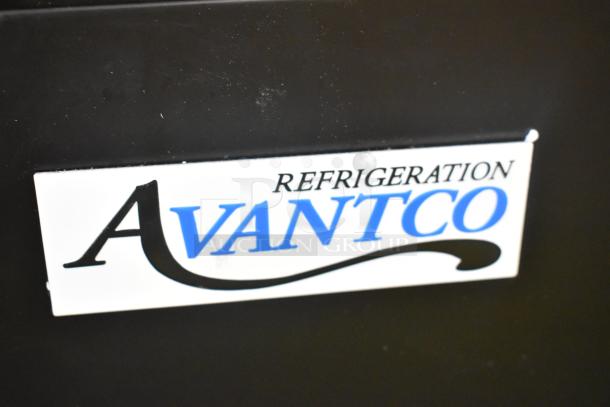 Avantco logo on black surface, indicating the 2025 Avantco refrigerator model 178UBB72SHC. Scratch and dent condition.