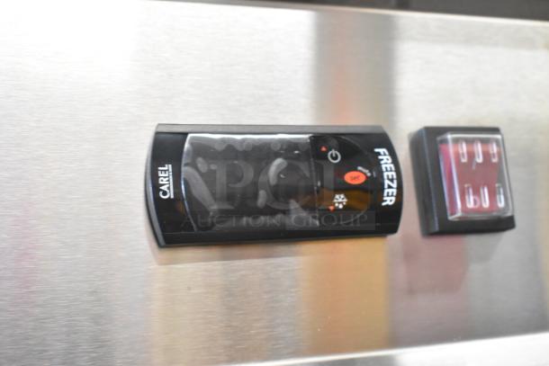Close-up of Avantco 178SS3FHC freezer control panel. Features CAREL interface and digital display.