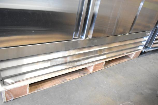 Brand new Avantco 178SS3FHC stainless steel 3-door reach-in freezer with poly-coated racks, minor scratches.