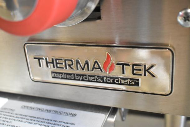 BRAND NEW Therma-Tek TCHP24-4L stainless steel commercial propane gas 4 burner range, 30,000 BTU, with logo shown.