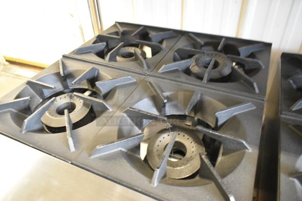 BRAND NEW Therma-Tek TCHP24-4L stainless steel 4-burner propane gas range, 30,000 BTU, commercial countertop model.