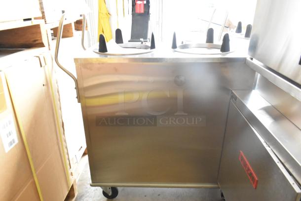 BRAND NEW Lakeside stainless steel 2-well plate dispenser, commercial casters, 120 Volts, 1 Phase, pristine condition.