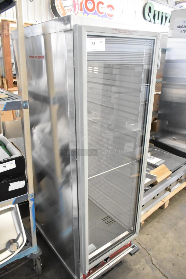 Brand new 2025 Avantco 177HEAT1836I insulated heated holding cabinet with clear door, scratch and dent, on commercial casters.