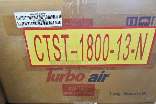 Brand new Turbo Air CTST-1800-13-N stainless steel countertop refrigerated rail, 115 volts, 1 phase, with packaging.