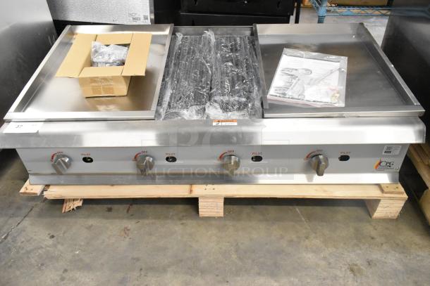 BRAND NEW 2025 Cooking Performance Group 48" Stainless Steel Natural Gas Charbroiler, 160,000 BTU, commercial use.
