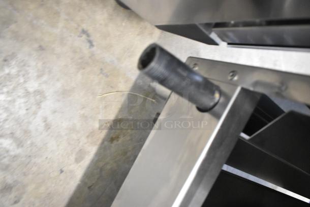 2024 Cooking Performance Griddle gas connection detail; stainless steel, manual controls, 60" countertop, 150,000 BTU.