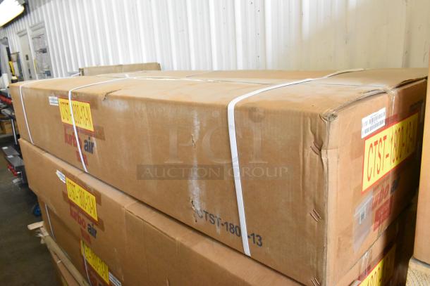 Brand new Turbo Air CTST-1800-13-N stainless steel refrigerated rail in packaging. 115 volts, 1 phase, visible labels.