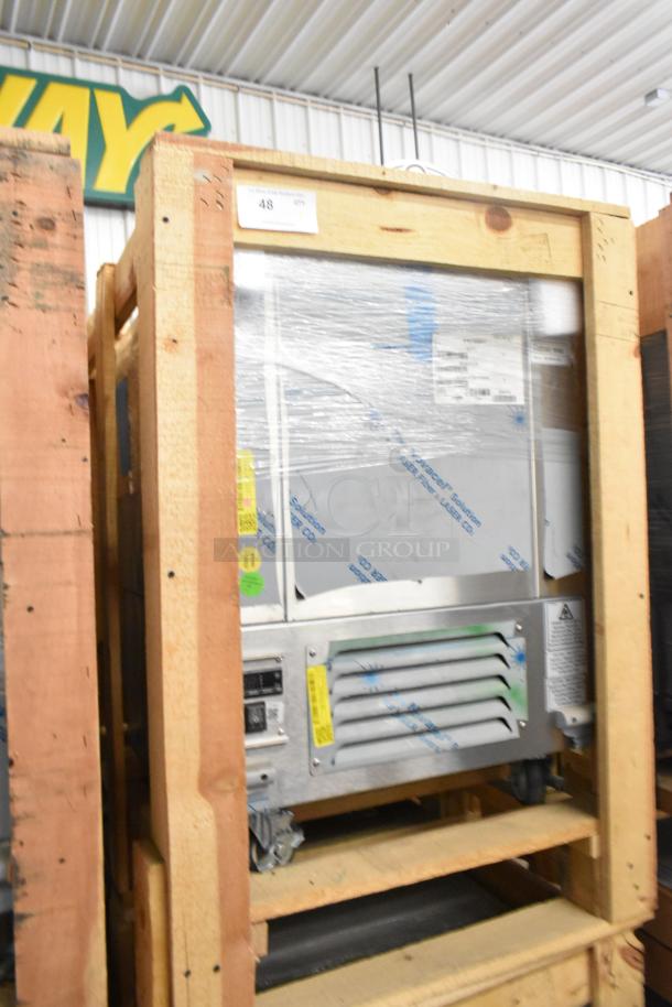 BRAND NEW 2021 BKI 52473-1 stainless steel commercial freezer, on casters, 115V, 1 phase, in original packaging.