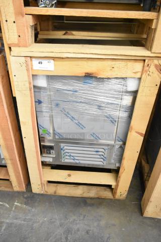 BRAND NEW 2021 BKI 52473-1 stainless steel commercial freezer on casters, 115 volts, 1 phase, packaged for auction.
