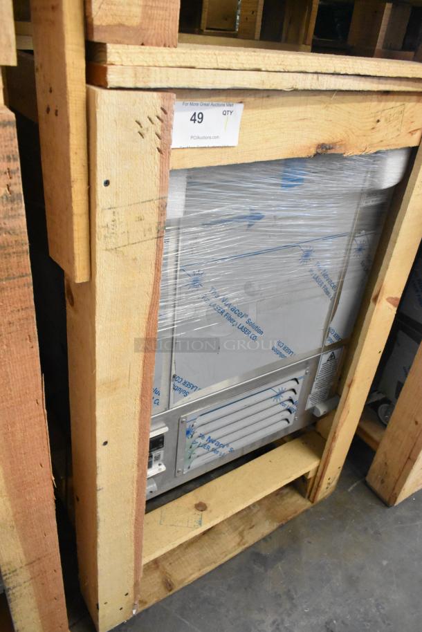 BKI 52473-1 stainless steel commercial freezer, brand new, on commercial casters, 115 volts, 1 phase, in wooden crate.