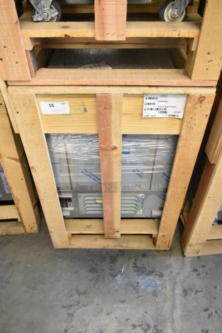 Brand new BKI 52473-1 stainless steel commercial freezer in crate. Features 115 volts, 1 phase, and commercial casters.