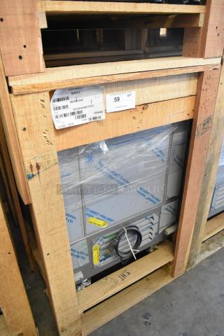 Brand new BKI 52473-1 stainless steel commercial freezer, 115V, 1 phase, on commercial casters, crated for shipping.