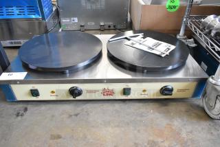 BRAND NEW 2024 Carnival King 382TCM16DBL stainless steel 16" dual non-stick crepe maker. 208/240V, 1 phase, pristine condition.