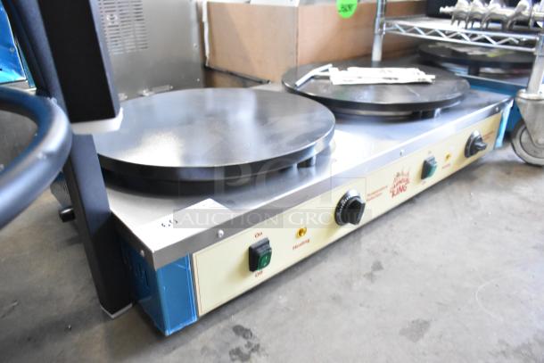 Brand new 2024 Carnival King 382TCM16DBL stainless steel 16" dual non-stick crepe maker, 208/240 volts, 1 phase, with controls.