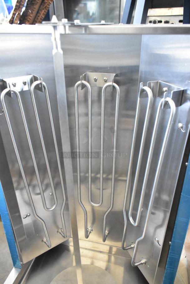 Brand new 2024 Avantco 177VBE102M stainless steel vertical broiler with heating elements. 65 lb. capacity, 208/240V, 1 Phase.