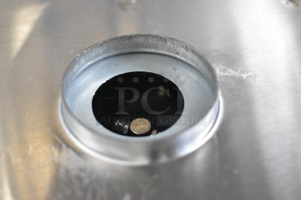 Close-up of Avantco 177VBE102M stainless steel vertical broiler component. New condition, high-quality finish.