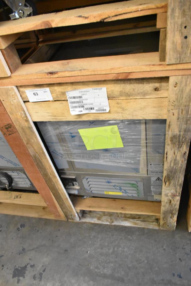 BKI 52473-1 stainless steel commercial freezer, brand new, on commercial casters, 115V, 1 phase, wrapped in protective material.