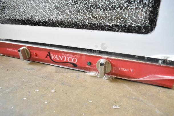 Brand new Avantco 177CO28M stainless steel convection oven, 2.3 cu. ft., with broken glass. 208/240 volts, 1 phase.
