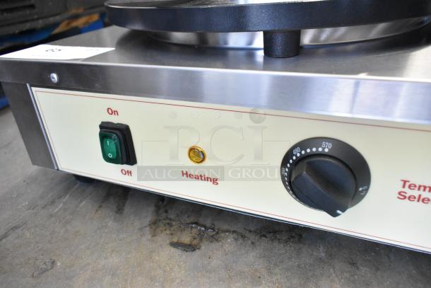 BRAND NEW 2024 Carnival King 382TCM16DBL 16" Dual Non-Stick Crepe Maker, stainless steel, scratch and dent, 208/240V, 1 phase.