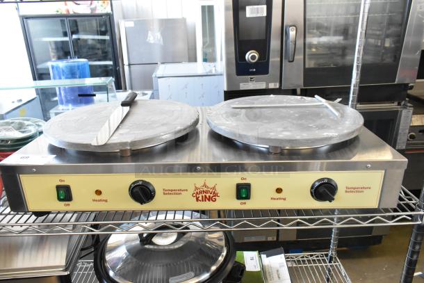 BRAND NEW Carnival King 382CM16DBL Stainless Steel 16" Dual Steel Crepe Maker with controls. 208/240 Volts, 1 Phase.