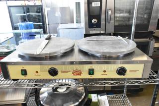 BRAND NEW Carnival King 382CM16DBL Stainless Steel 16" Dual Steel Crepe Maker with controls. 208/240 Volts, 1 Phase.