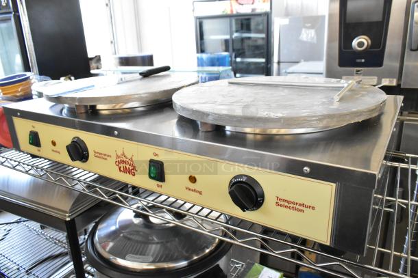 BRAND NEW 2024 Carnival King 382CM16DBL Stainless Steel 16" Dual Crepe Maker, 208/240V, 1 Phase, minor scratches.