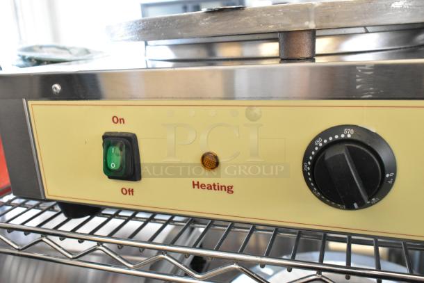 BRAND NEW Carnival King 382CM16DBL stainless steel 16" dual crepe maker; features on/off switch, heating indicator, temperature dial.