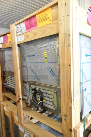 BRAND NEW 2021 BKI 52473-1 stainless steel commercial freezer with casters, 115V, 1 phase, in crate, labeled for handling.