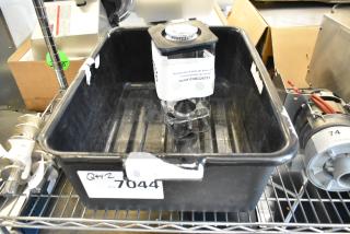 Hamilton Beach 6126-751 48 oz. AirWhip Frothing Blender Jar with lid in black poly bus bin. New, slight dents visible.