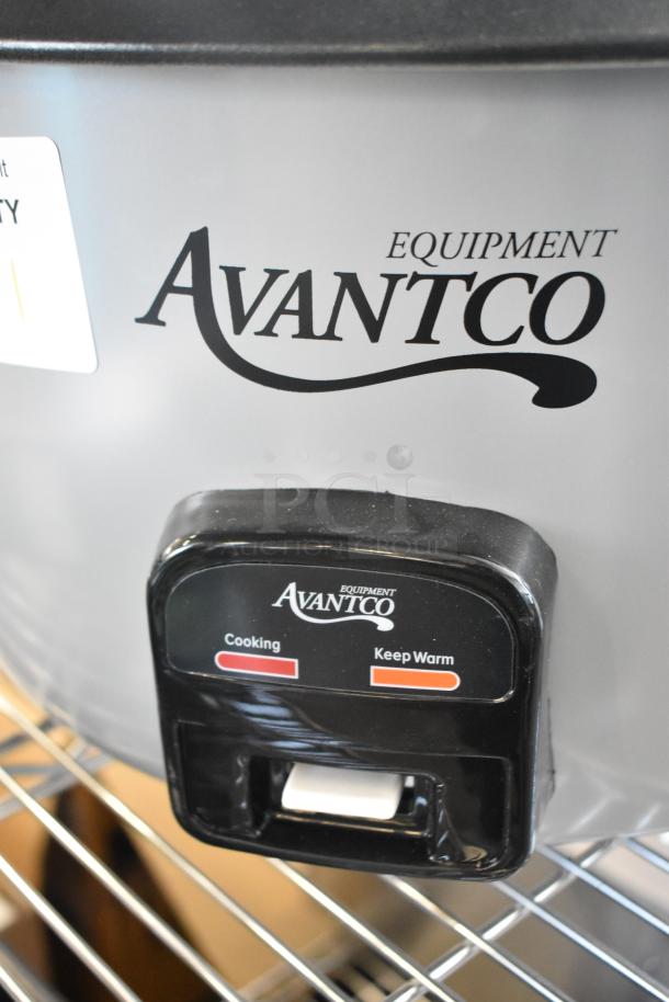 Brand new Avantco 177RCB60 60-cup electric rice cooker/warmer, with removable lid. Featuring cooking and keep warm modes, 120 volts.