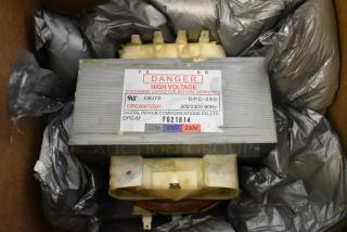 BRAND NEW SCRATCH AND DENT Amana 59124177 transformer. High voltage warning, 208/230V, 60Hz, labeled DPC-240.