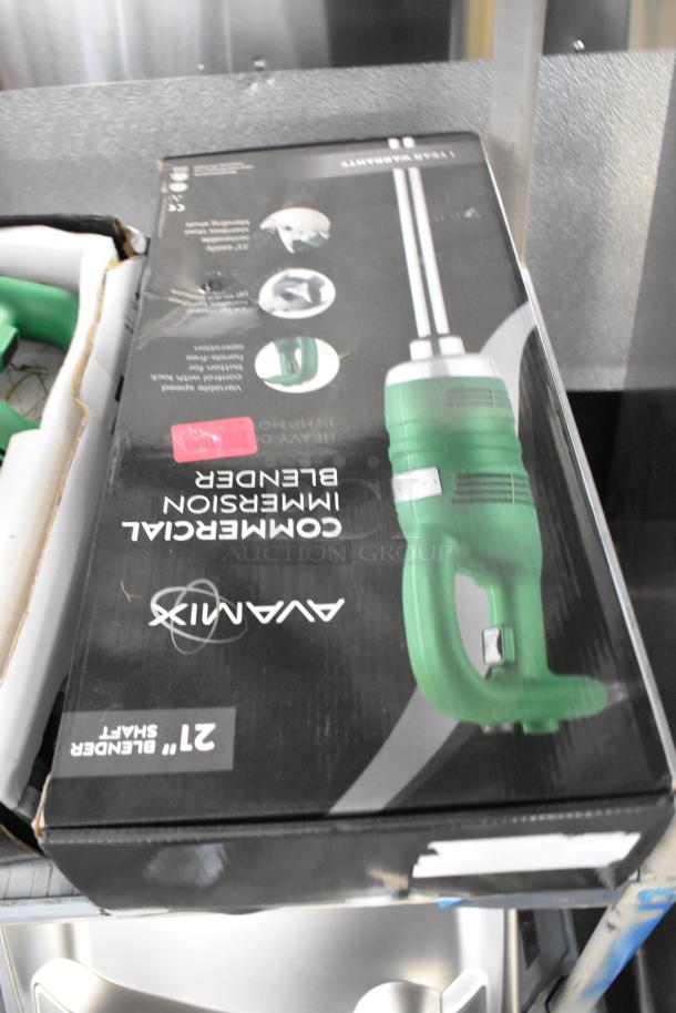 AvaMix IBHD21 21" Heavy-Duty Immersion Blender box. New, minor box damage. Prominent branding and product image.