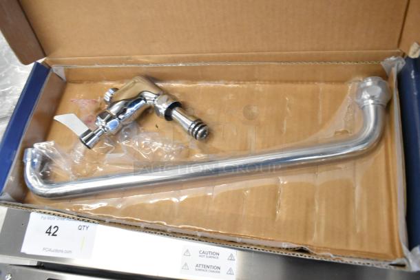 Brand new Waterloo 750AF14 pre-rinse faucet, 14" add-on, chrome finish, in box, scratch and dent condition, with fittings.