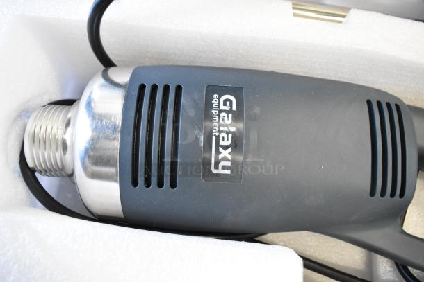 Brand new Galaxy 177IMBH21 immersion blender, heavy-duty, 1 hp, variable speed, 120V, in original packaging, slight scratches.
