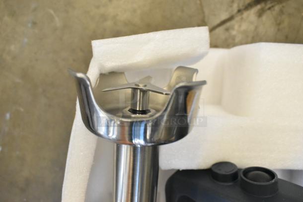 "Galaxy 177IMBH21 21-inch heavy-duty immersion blender with variable speed, 1 hp, 120V, shown with blade attachment."