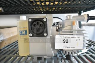 BRAND NEW Argion VSV-20FP Pump with minor cosmetic scratches. 120 Volts, 1 Phase. Includes vacuum pump oil bottle.