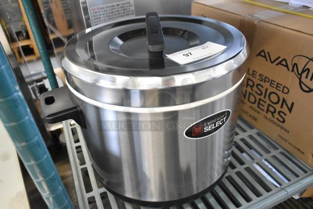 Brand new Emperor's Select 478ESC100SS 100 cup insulated sushi rice container, stainless steel, minor scratch and dent.