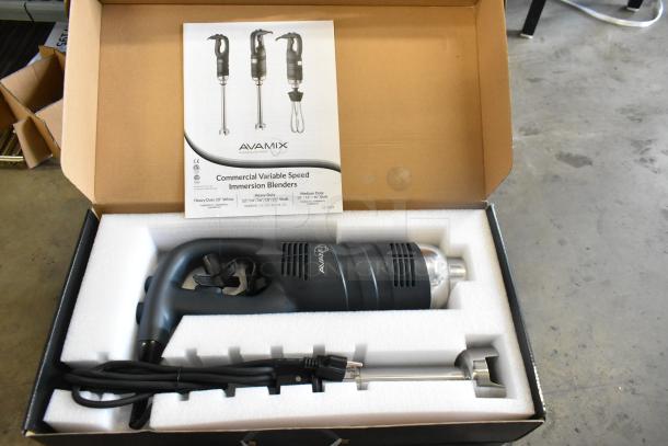 Brand new AvaMix 928IBMD10 10" immersion blender, medium-duty, variable speed, 120V, scratch and dent condition.
