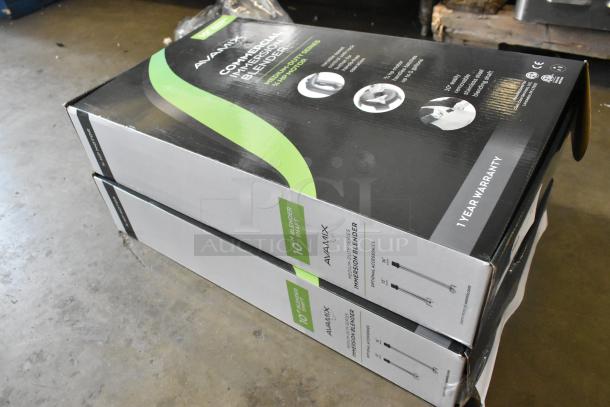 2 new AvaMix 928IBMD10 medium-duty immersion blenders in boxes, 10", variable speed, 120V. Scratch and dent offer.