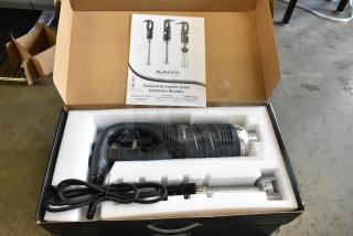 Brand new AvaMix 928IBMD10 immersion blender, 10" medium-duty, variable speed, 120 volts, in packaging. Manual included.