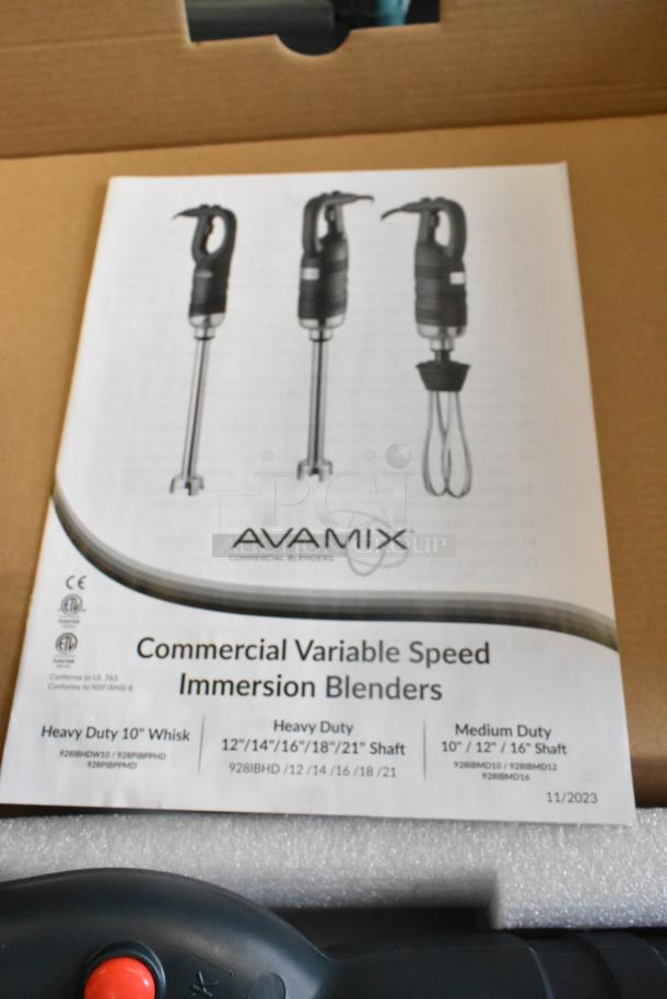 AvaMix 928IBMD10 10" Medium-Duty Variable Speed Immersion Blender in box, brand new, 120V, includes instruction manual.