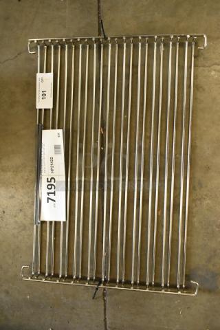 BRAND NEW HP21422 Blodgett rack support set, stainless steel, minor scratches, retail tags visible with product info.