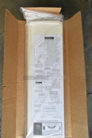 6 unopened boxes of Gilbert 10226042 5"x17" Glueboard. "Scratch and Dent" condition, detailed instructions visible.