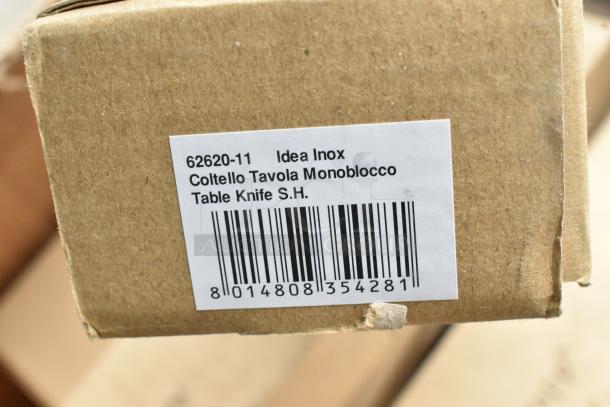 Box with label showing model 62620-11 Idea Inox Coltello Tavola Monoblocco Table Knife. Scratch and dent condition.