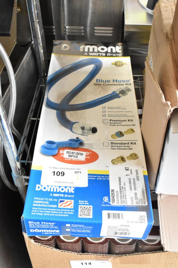 Brand new Dormont 1675KIT48 48" gas connector kit with 3/4" male/male couplings, stress guard, antimicrobial PVC coating, scratch and dent condition.