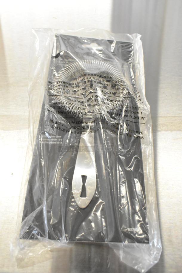 Box of 6 Barfly M37037 Spring Bar Strainers, brand new in original packaging, labeled stainless steel 18-8.