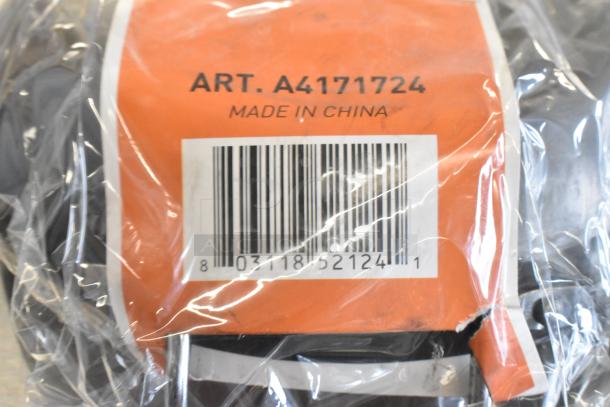 Box of 12 new Vollrath 9.5" paella pans, with light scratches and dents. Visible label states "ART. A4171724," "Made in China."