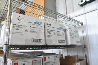 11 boxes of brand new 7428SP POS Thermal Printer Rolls, 1-ply, 4 9/32" x 100'. Scratch and dent condition.