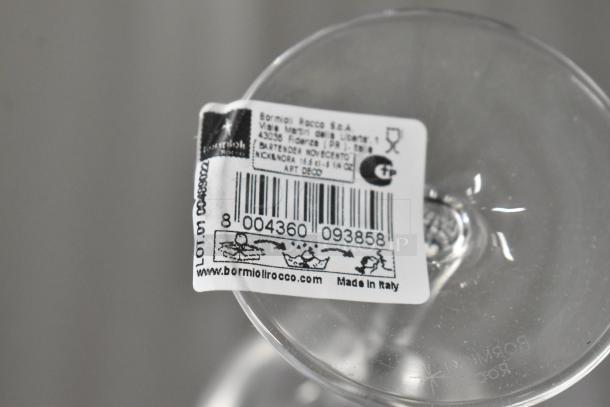 8 new boxes of Bormioli Rocco Bartender Nick & Nora glasses, slight imperfections, 6 glasses per box. Made in Italy.