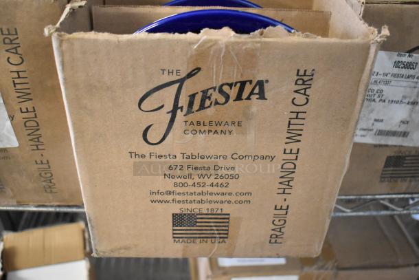 5 brand new scratch and dent boxes of 4 Fiesta ceramic bowls, visible company box details, handle with care label.